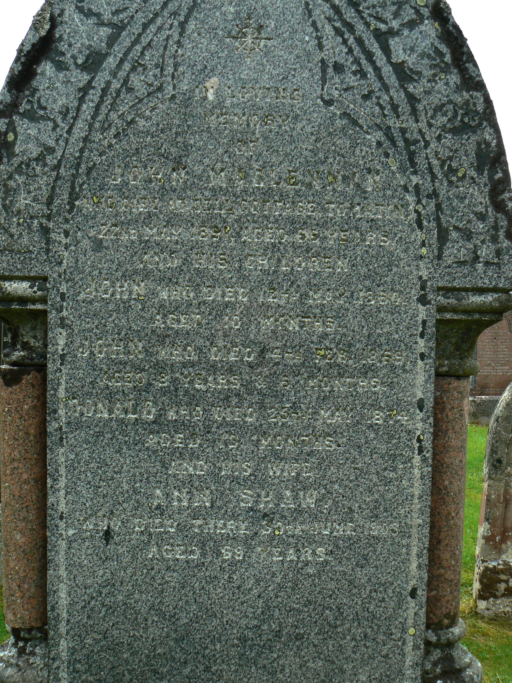 Photo of headstones/John McLennan d1891 hdstn Moy(Inv)